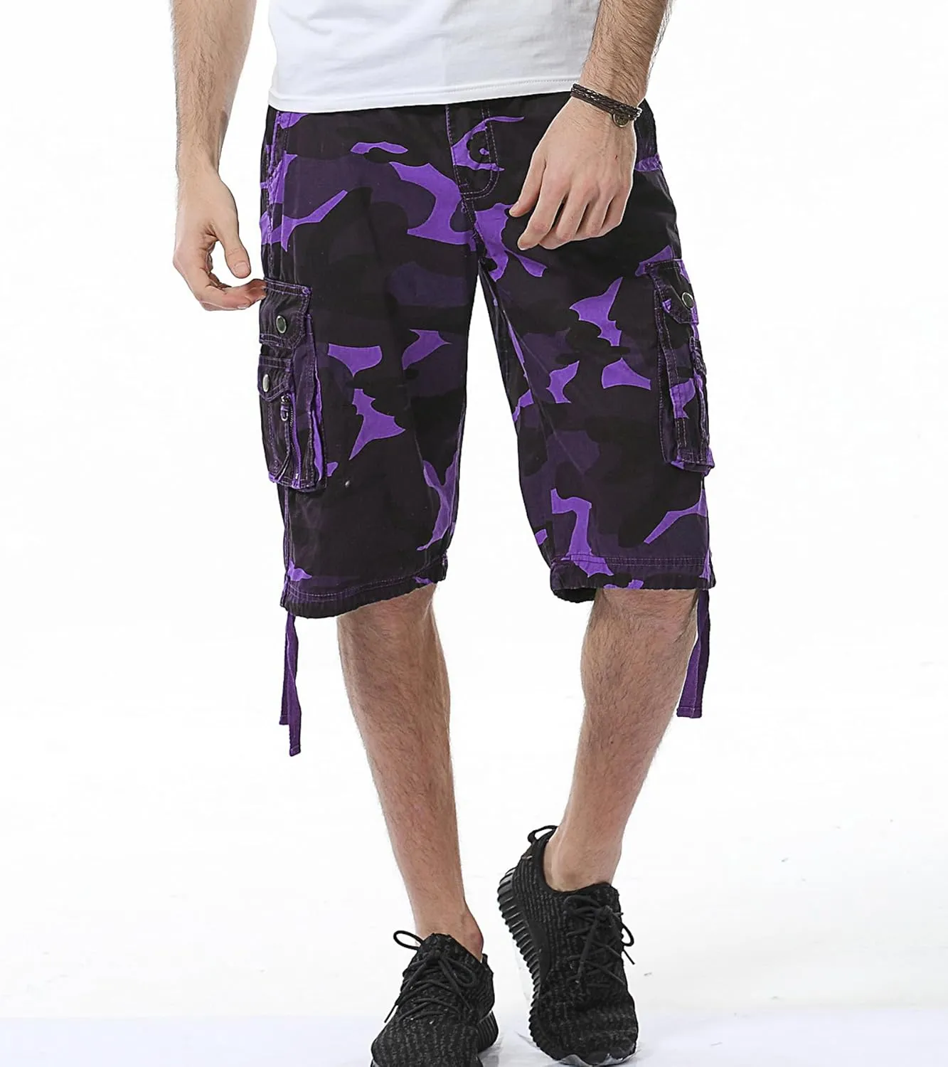 Men's Camo Cargo Shorts Relaxed Fit Multi-Pocket Outdoor Camouflage Cargo Shorts Cotton