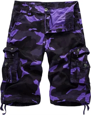 Men's Camo Cargo Shorts Relaxed Fit Multi-Pocket Outdoor Camouflage Cargo Shorts Cotton