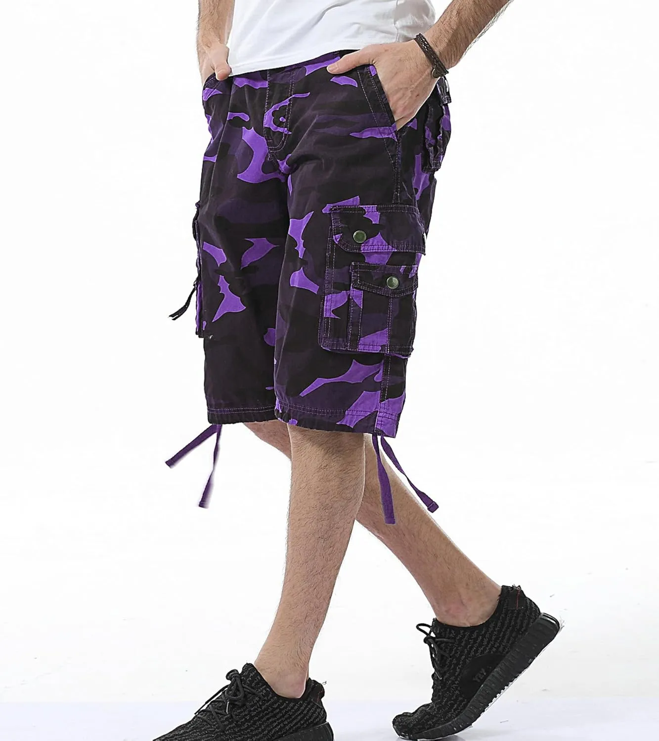 Men's Camo Cargo Shorts Relaxed Fit Multi-Pocket Outdoor Camouflage Cargo Shorts Cotton