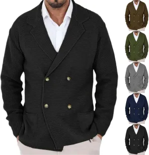 Men's Cardigan Sweater Oversized Chunky Cardigan Double Breasted Knit Jacket Winter Knitted Sweaters Casual Knitwear