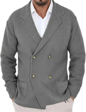 Men's Cardigan Sweater Oversized Chunky Cardigan Double Breasted Knit Jacket Winter Knitted Sweaters Casual Knitwear