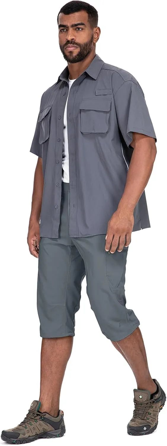 Mens Cargo Shorts Hiking Stretch Quick Dry Capri Golf Tactical Long Shorts for Men