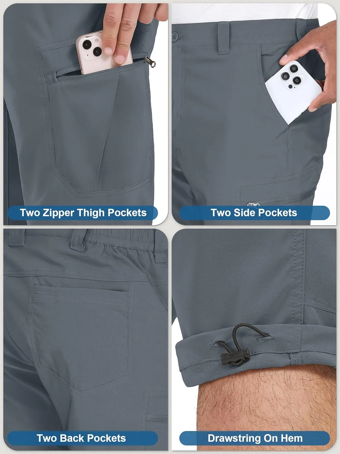 Mens Cargo Shorts Hiking Stretch Quick Dry Capri Golf Tactical Long Shorts for Men
