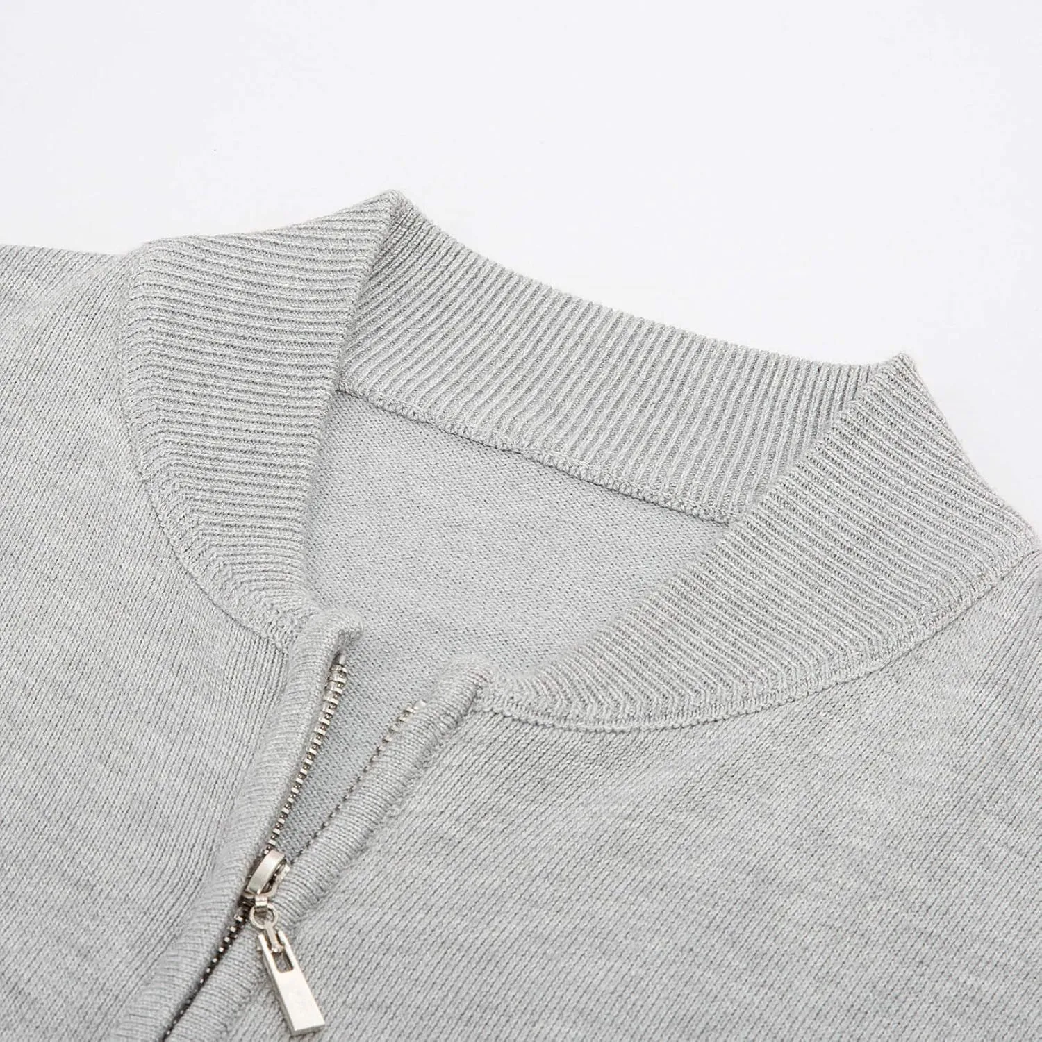 Men's Casual Full Zip Cardigan Sweater Slim Fit Stand Collar Sweater Jacket
