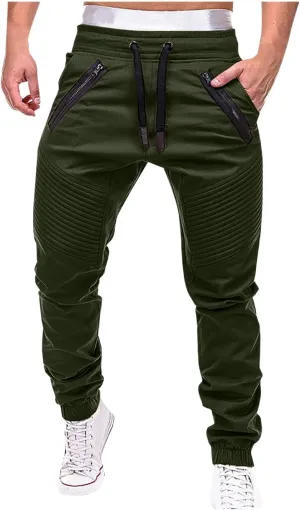 Mens Casual Joggers Pants Cotton Drawstring Chino Cargo Pants for Hiking & Outdoor Activities