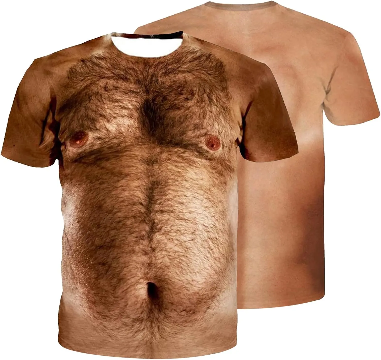 Men's Fake Muscle Short Sleeve T-Shirt Funny Casual 3D Graphic Tees Tops Lightweight Holiday Ugly Novelty Shirt Gift