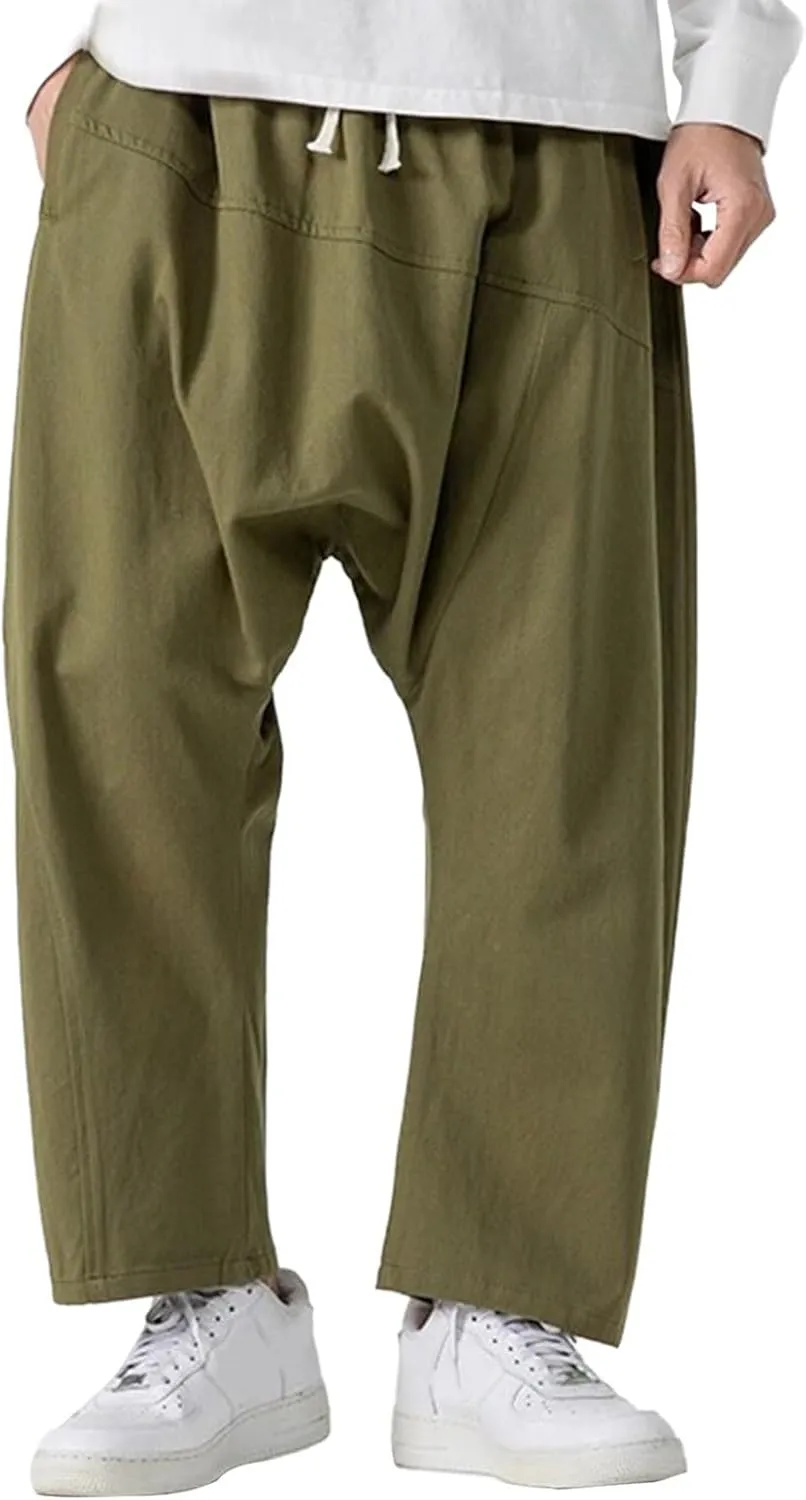 Mens Harem Pants Men Shorts Everyday Wear Hippie Trousers Anime Linen Casual Beach Yoga Boho Oversized Lounge