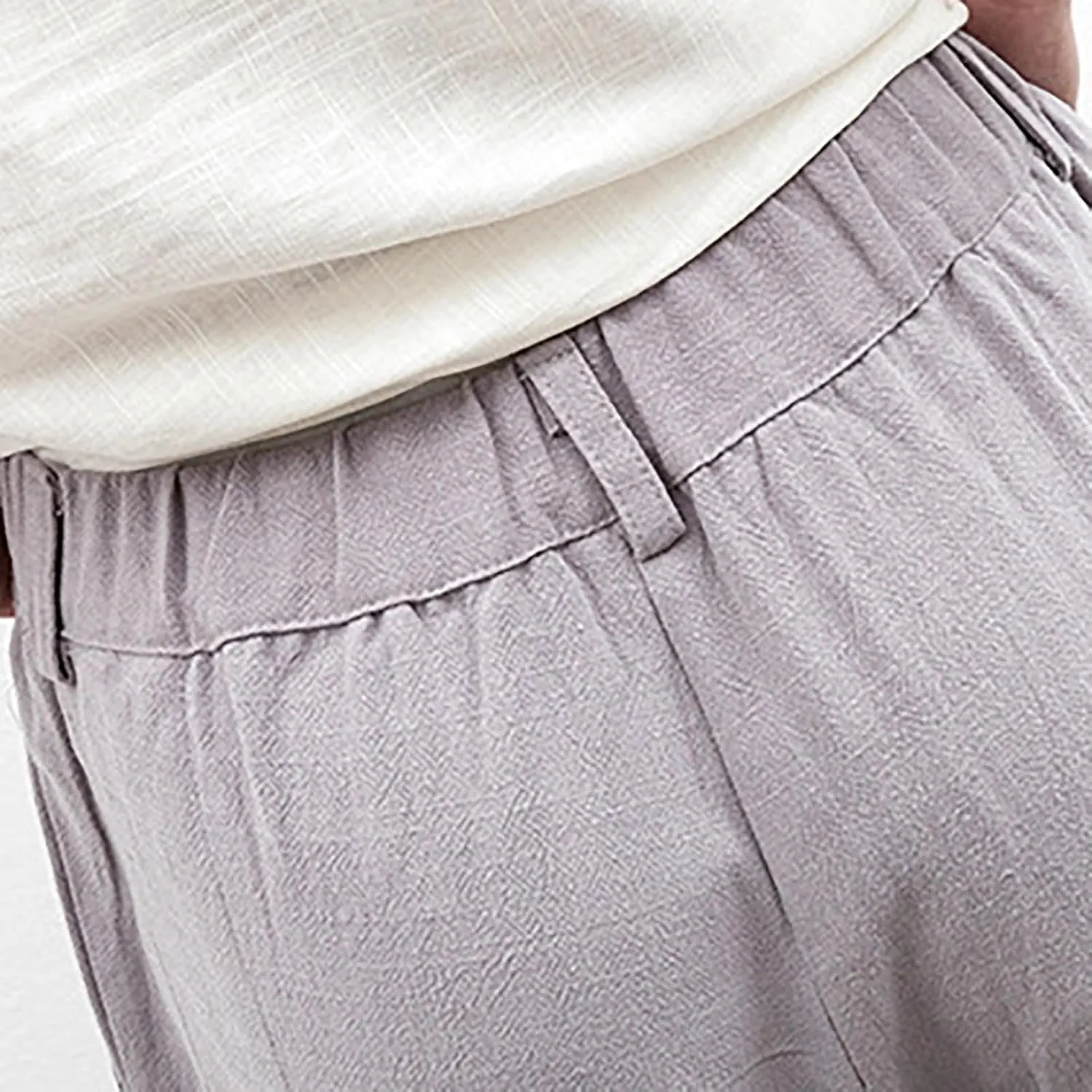 Men's Harem Pants Men Summer Baggy Trouser Hippie Linen for Casual Wear Bohemian Cotton Ninja Hip Hop with Pockets