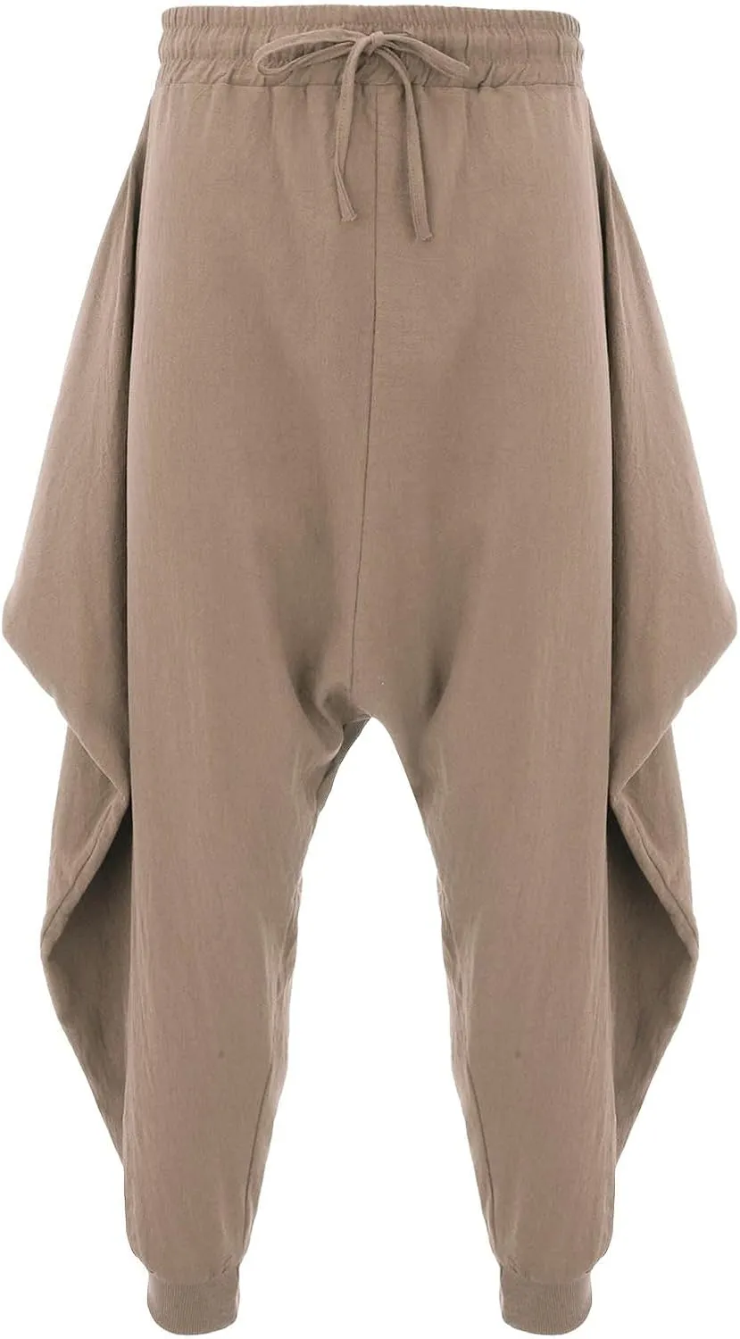 Mens Hip Hop Harem Pants Fashion Solid Color Oversized Tapered Pants Casual Comfy Elastic Drawstring Baggy Trouser