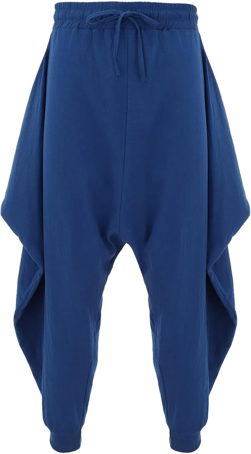 Mens Hip Hop Harem Pants Fashion Solid Color Oversized Tapered Pants Casual Comfy Elastic Drawstring Baggy Trouser