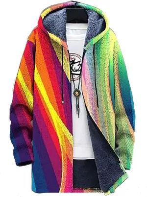 Men's Long Cardigan Hoodies 2023 Fashion Patterned Fleece Lined Full Zipper Cable Knit Sweater Coats with Pockets
