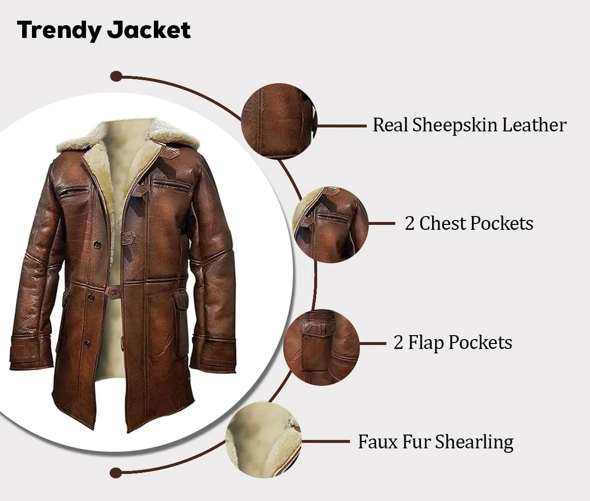 Men's Military Bane Coat Tom Fur Shearling Hardy Winter Knight Rises Sheepskin Leather Trench Coat Black & Brown