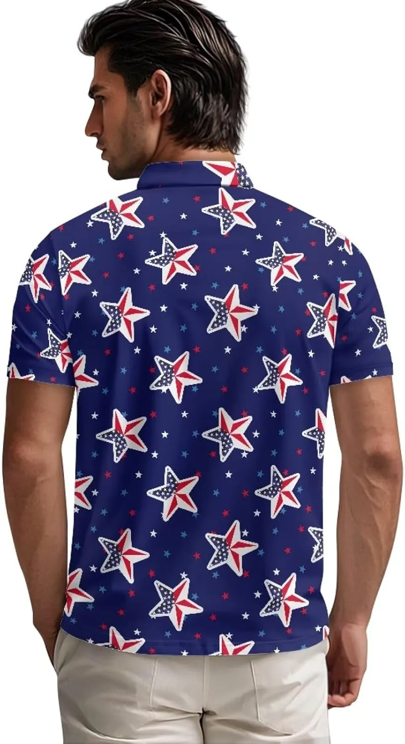 Men's Short Sleeve Shirt Zipper Collar Golf Shirt Summer Quick Dry Athletic Tops Slim Fit Sports Tennis Shirts