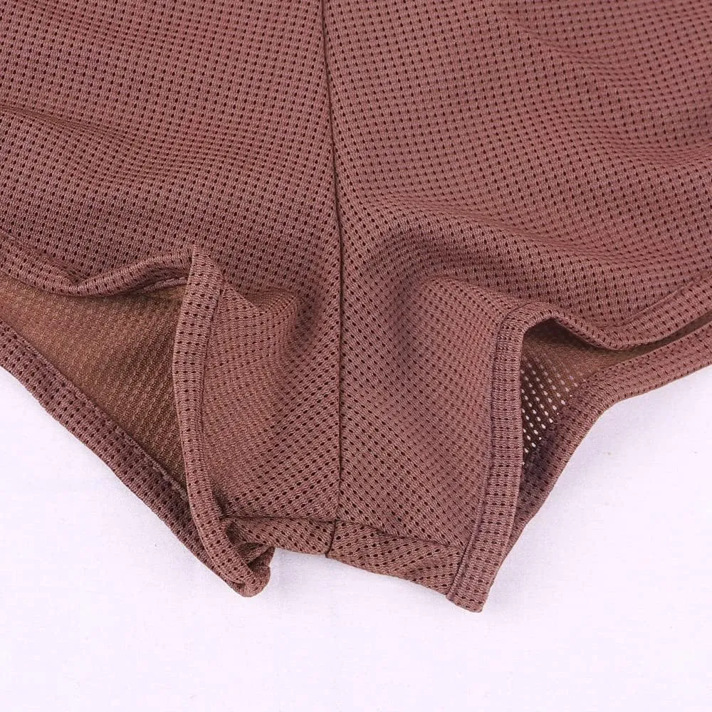Men's Split Side Short Shorts Sexy Breathable Large Split Sides Mesh Athletic Shorts