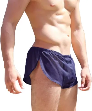 Men's Split Side Short Shorts Sexy Breathable Large Split Sides Mesh Athletic Shorts
