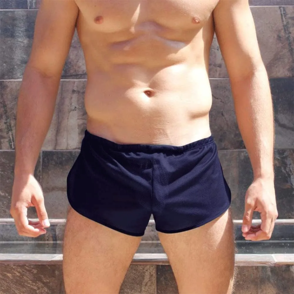 Men's Split Side Short Shorts Sexy Breathable Large Split Sides Mesh Athletic Shorts