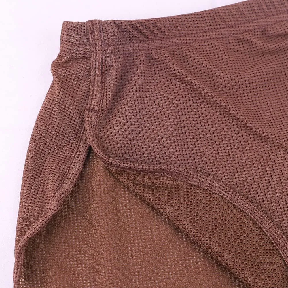 Men's Split Side Short Shorts Sexy Breathable Large Split Sides Mesh Athletic Shorts