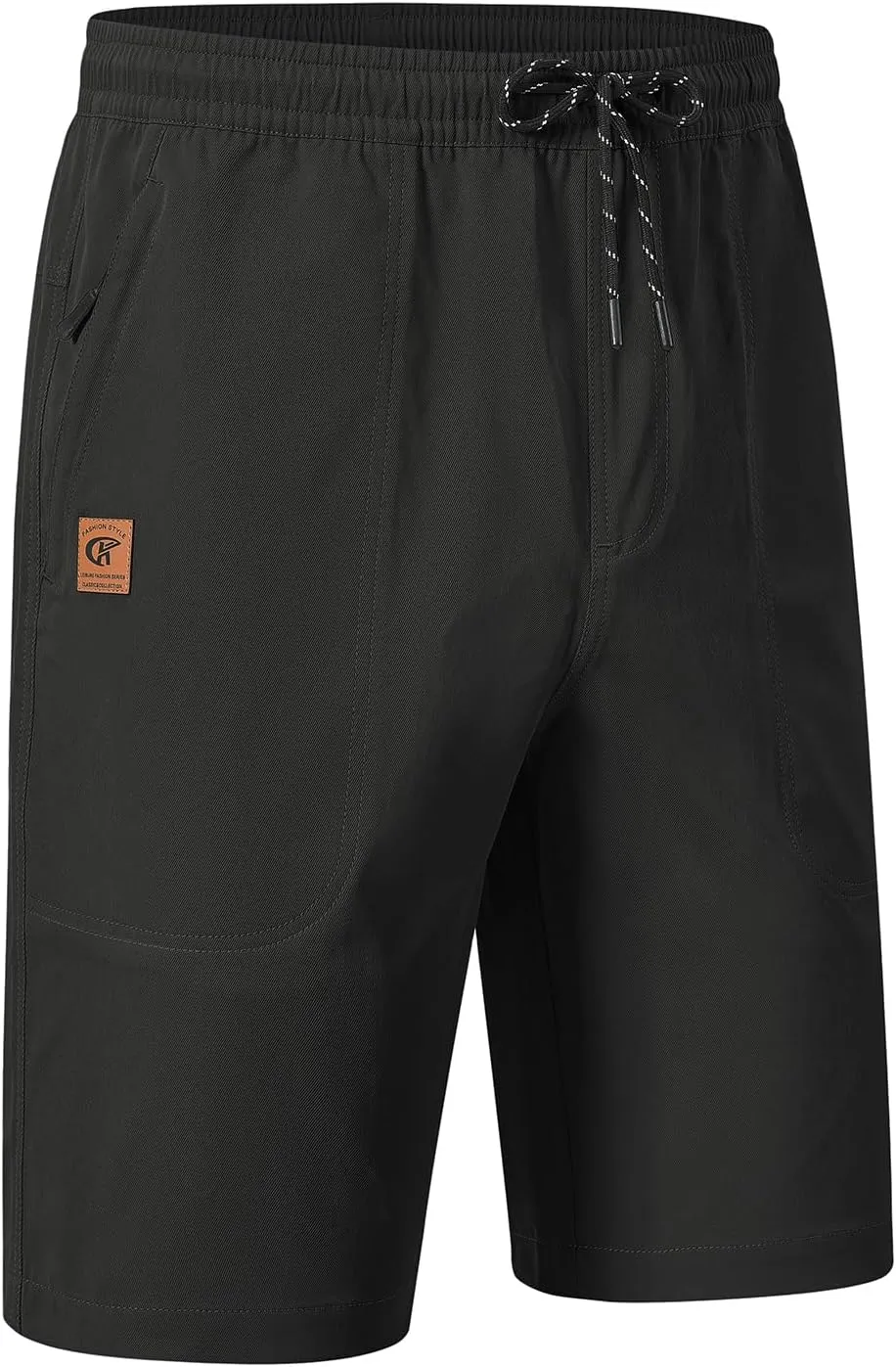 Men's Stretch Shorts Casual Classic Fit Drawstring Summer Beach Shorts with Zipper Pockets