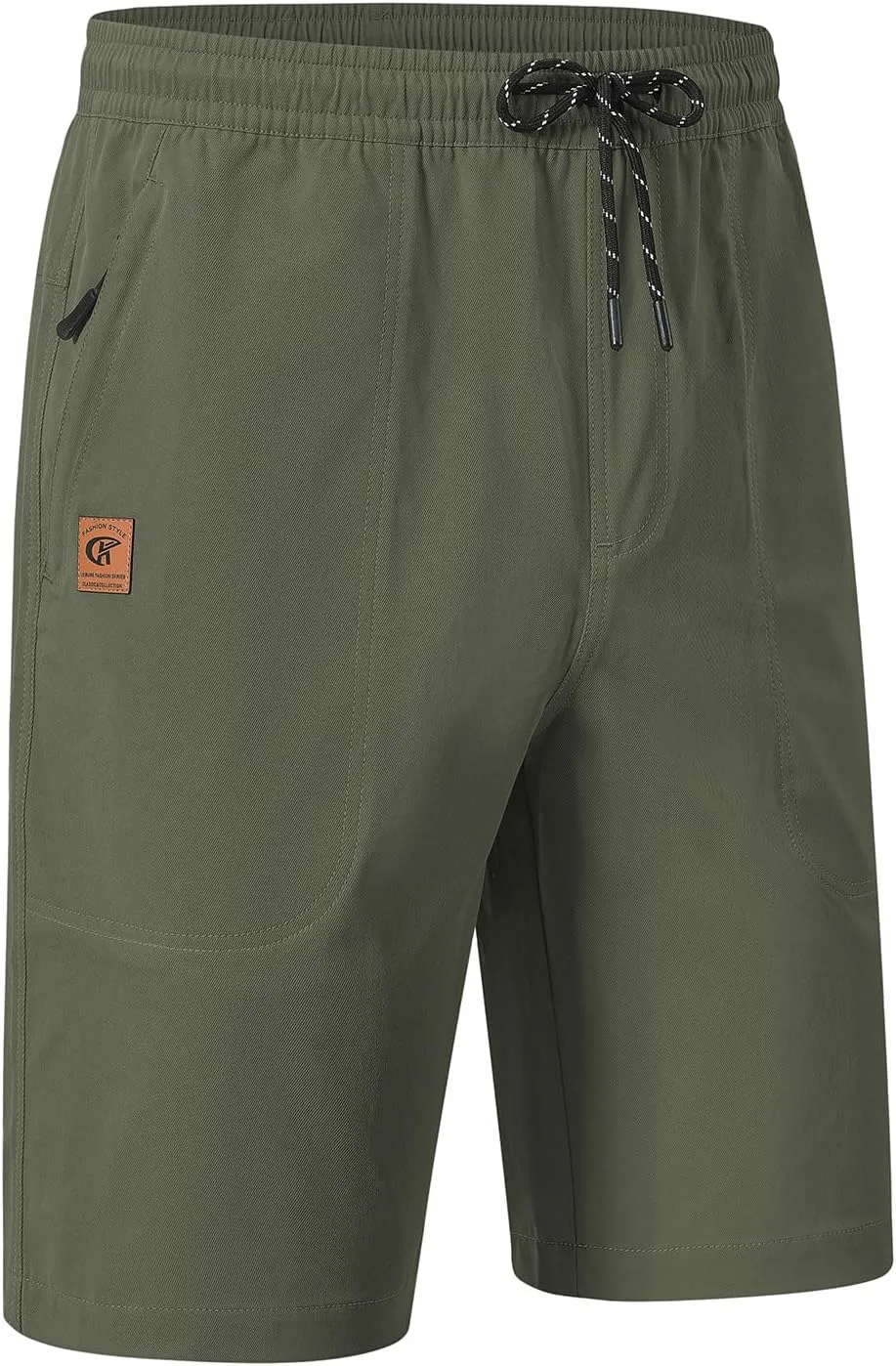 Men's Stretch Shorts Casual Classic Fit Drawstring Summer Beach Shorts with Zipper Pockets