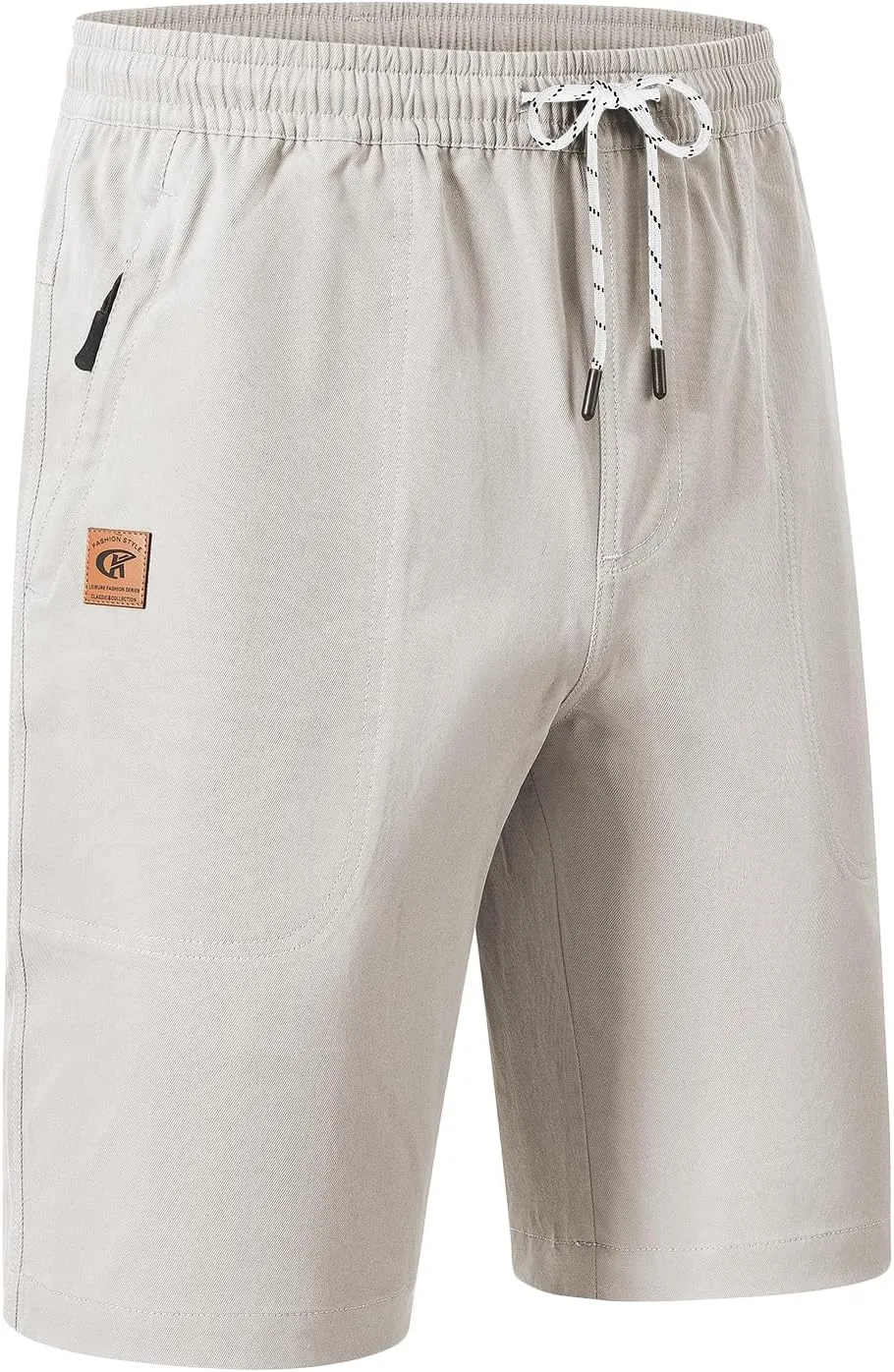 Men's Stretch Shorts Casual Classic Fit Drawstring Summer Beach Shorts with Zipper Pockets