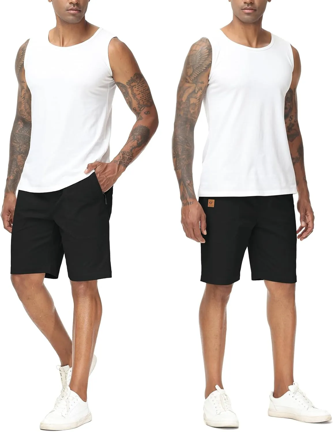 Men's Stretch Shorts Casual Classic Fit Drawstring Summer Beach Shorts with Zipper Pockets