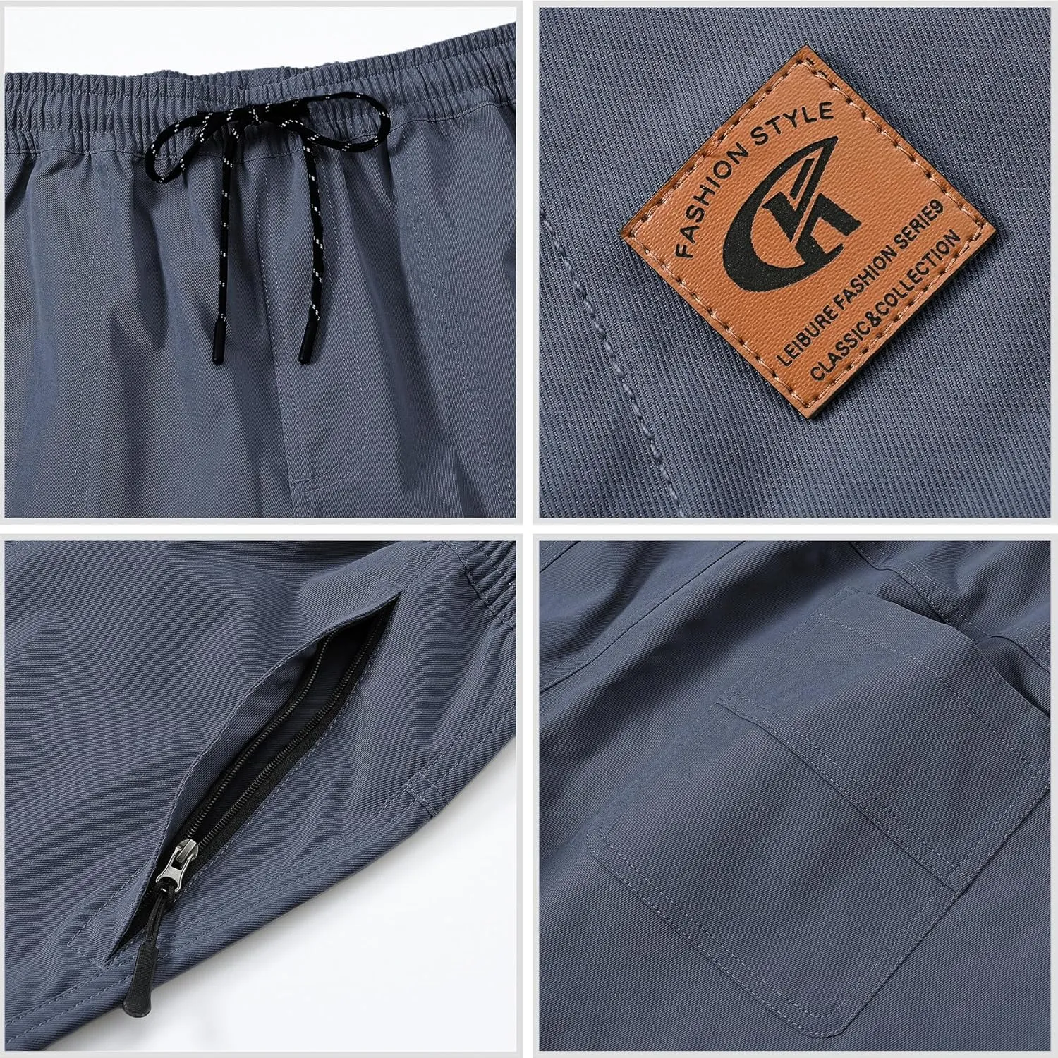 Men's Stretch Shorts Casual Classic Fit Drawstring Summer Beach Shorts with Zipper Pockets