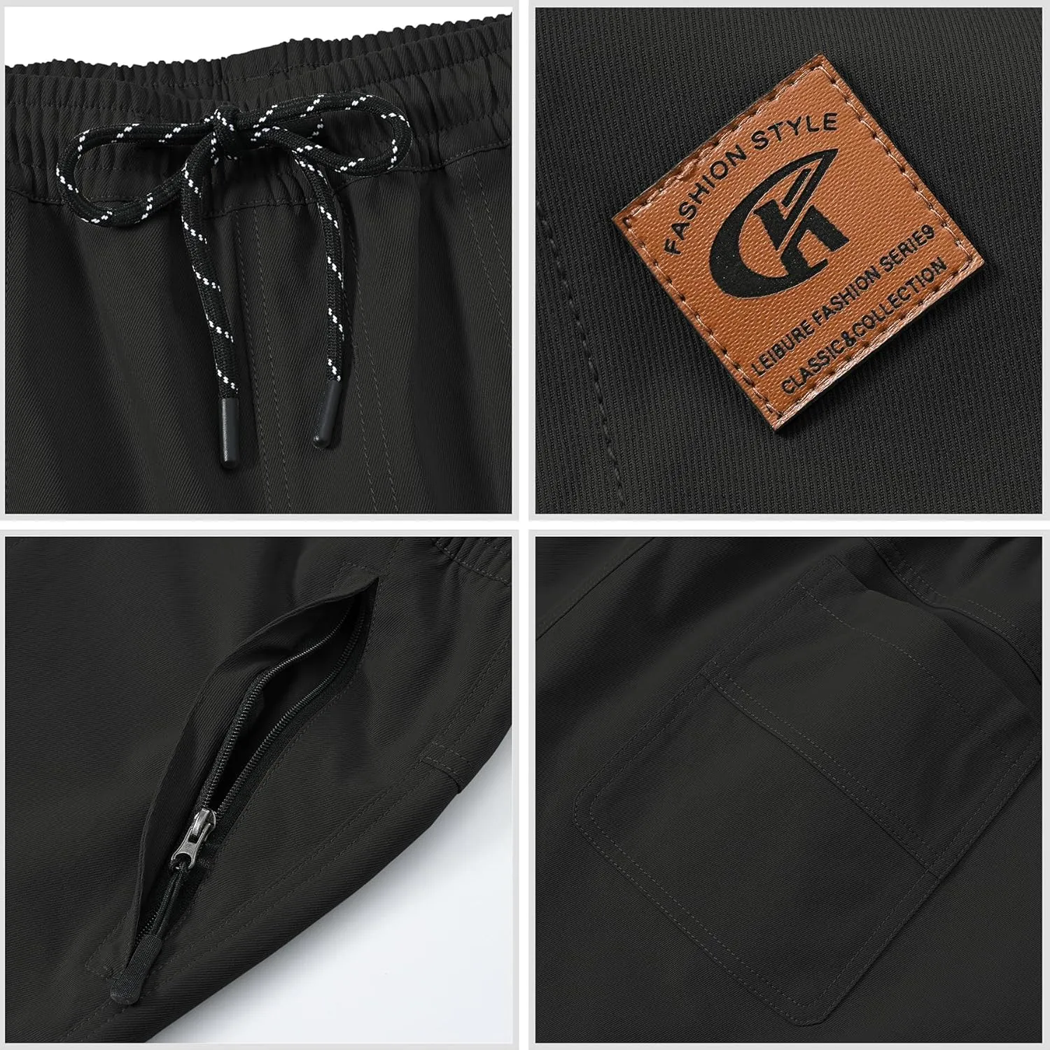 Men's Stretch Shorts Casual Classic Fit Drawstring Summer Beach Shorts with Zipper Pockets