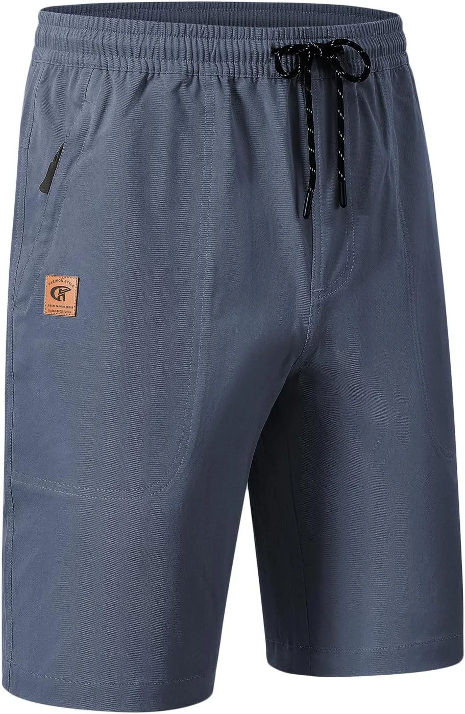 Men's Stretch Shorts Casual Classic Fit Drawstring Summer Beach Shorts with Zipper Pockets
