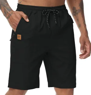 Men's Stretch Shorts Casual Classic Fit Drawstring Summer Beach Shorts with Zipper Pockets