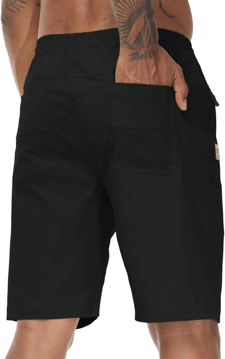 Men's Stretch Shorts Casual Classic Fit Drawstring Summer Beach Shorts with Zipper Pockets