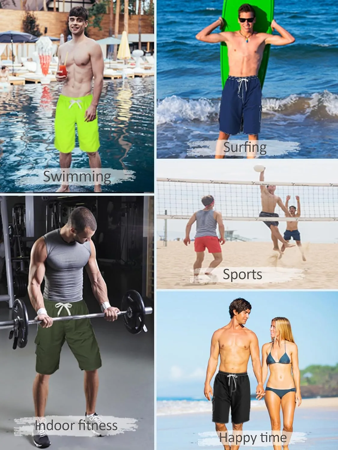Mens Swim Trunks Swim Shorts Swimwear Swimsuit Beach Shorts Bathing Suits Quick Dry Waterproof