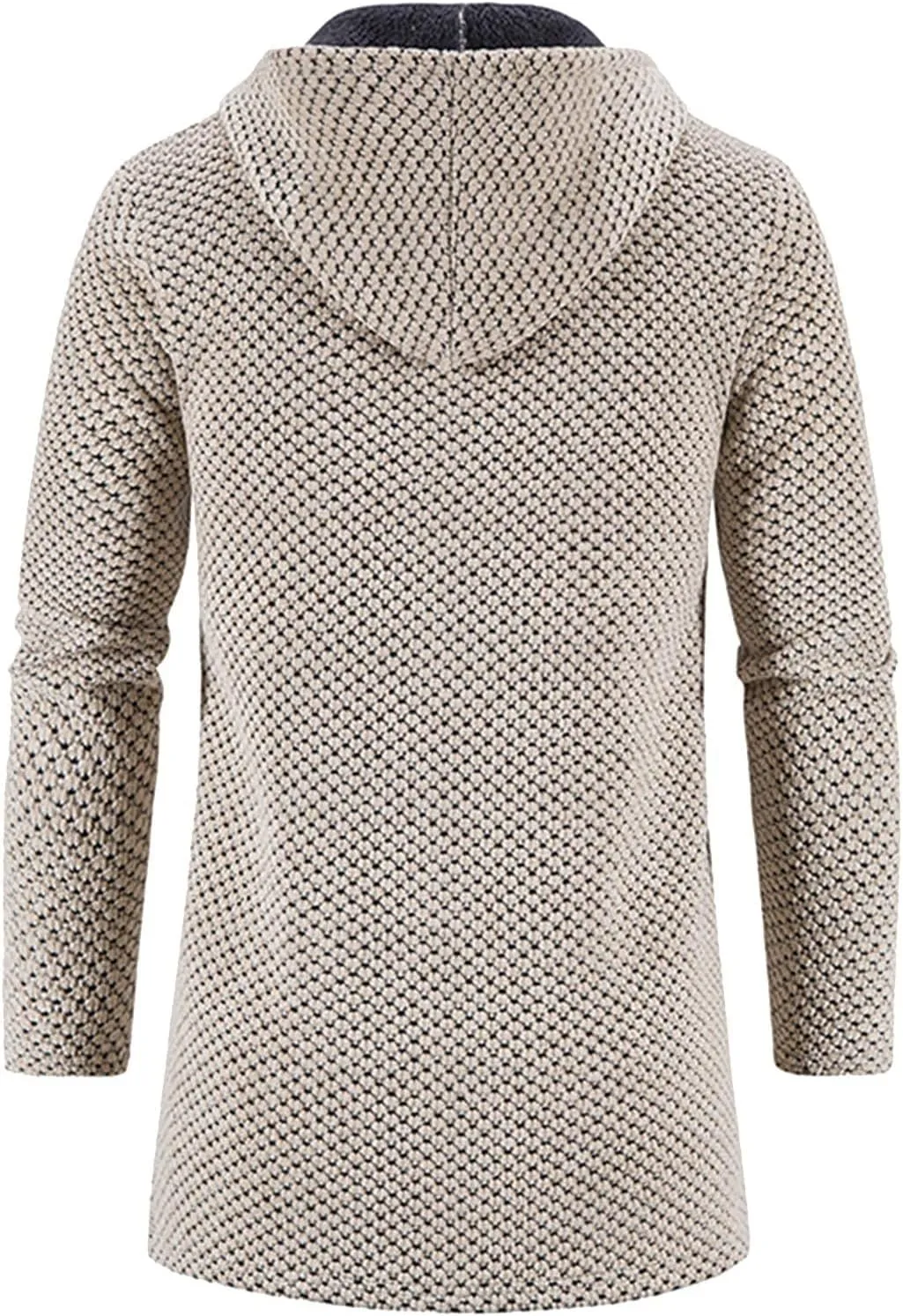 Mens Trench Coat Winter Wool Blend Jacket Overcoat Warm Long Coat, Winter Solid Knitted Hooded Cardigan Jacket