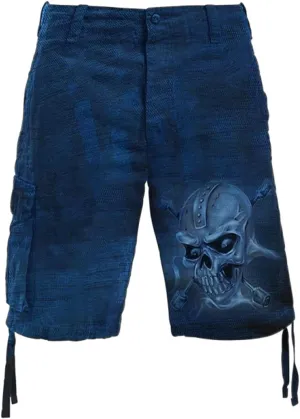 Mens Vintage Cargo Shorts Skull Print Outdoor Relaxed Fit Lightweight Cotton Cargo Shorts