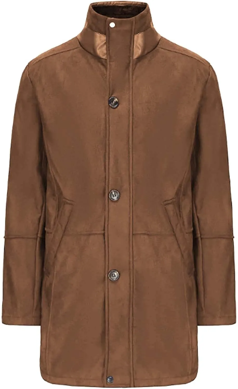 Mens Western Cowboy Jacket Long Trench Coats Zip Up Stand Collar Jacket Winter Vintage Cowboy Peacoat Retro Tops
