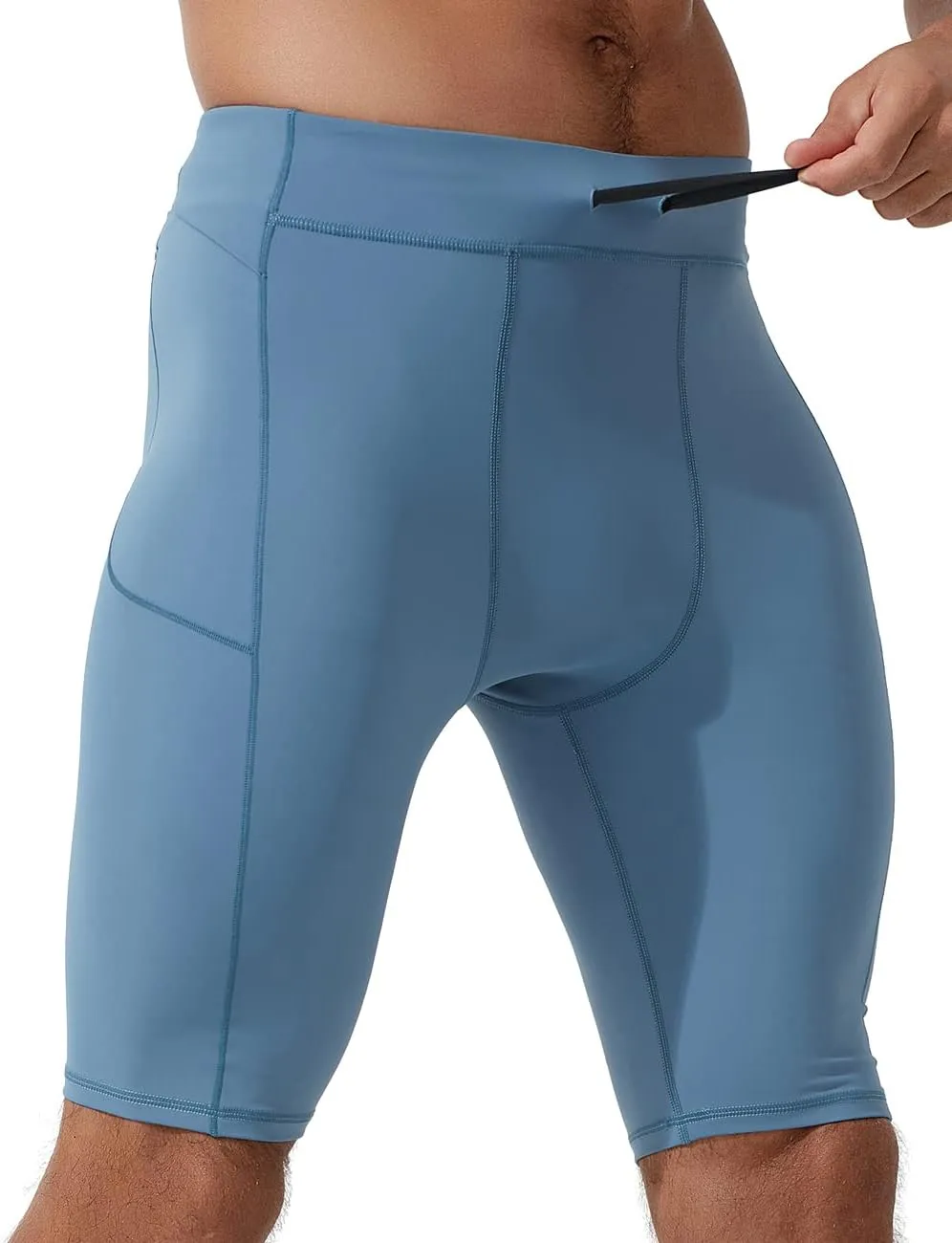 MIZOK Men's Elastic Compression Shorts Sports Performance Active Workout Tight Shorts with Pocket