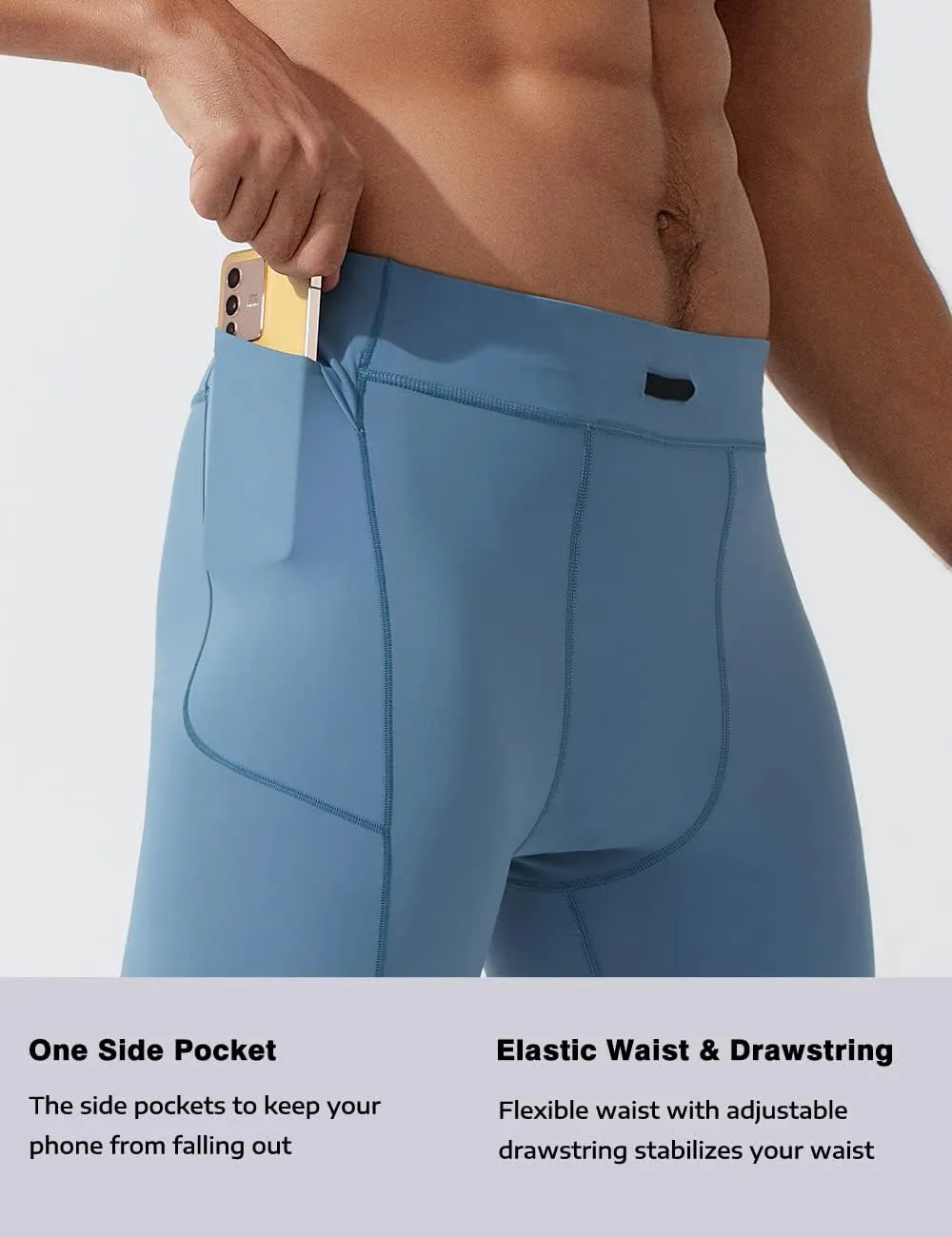 MIZOK Men's Elastic Compression Shorts Sports Performance Active Workout Tight Shorts with Pocket