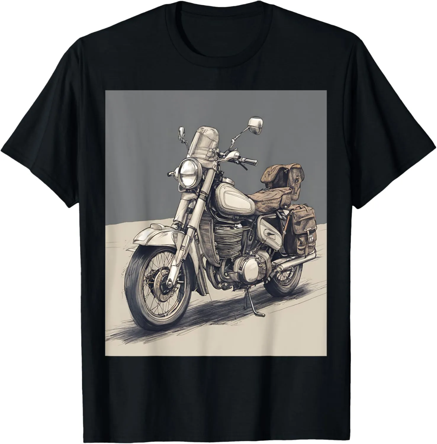 Motorbike With Saddlebags Drawing T-Shirt