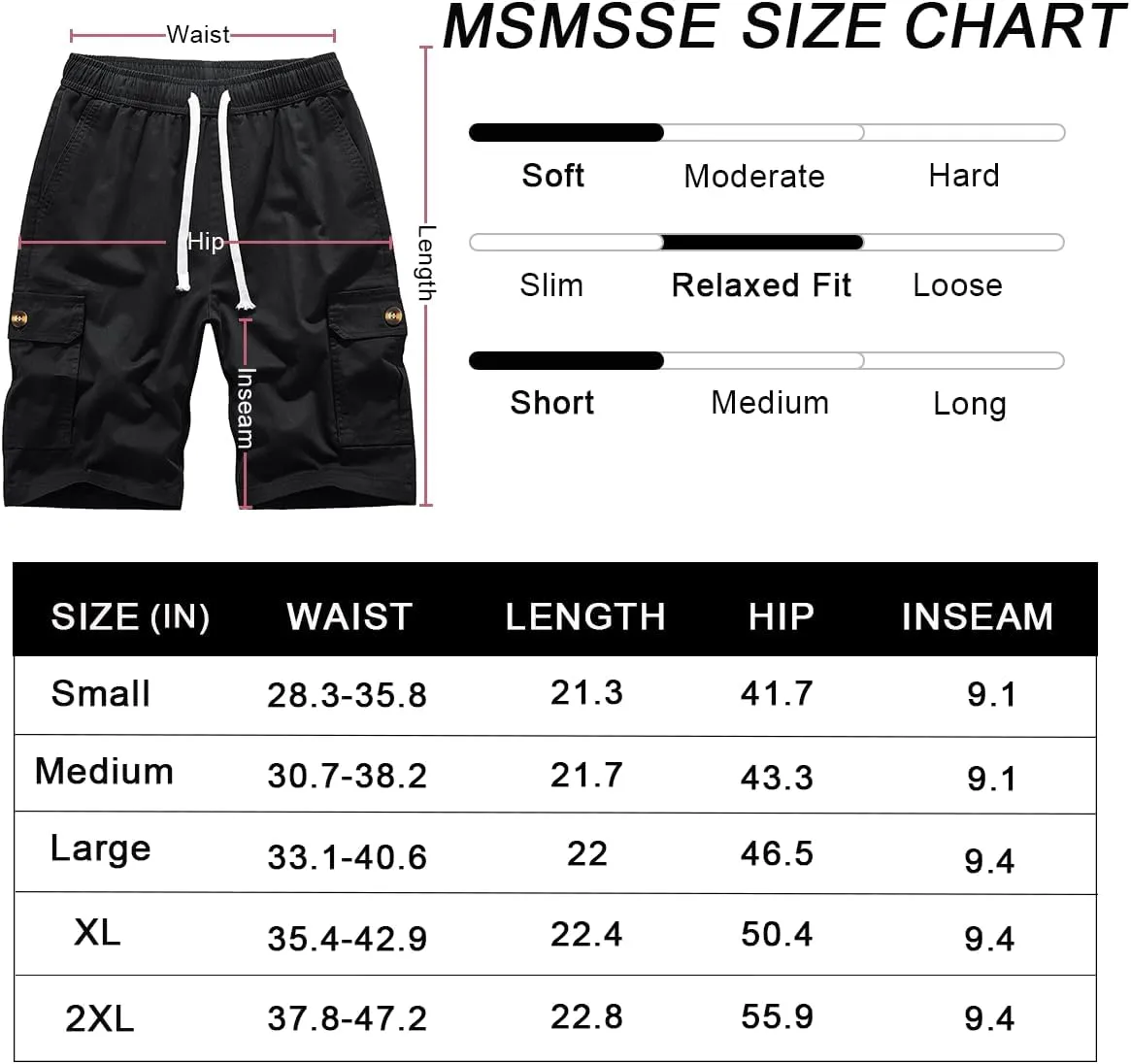 Msmsse Womens Cargo Hiking Shorts Summer Casual Drawstring Knee Length Shorts for Women
