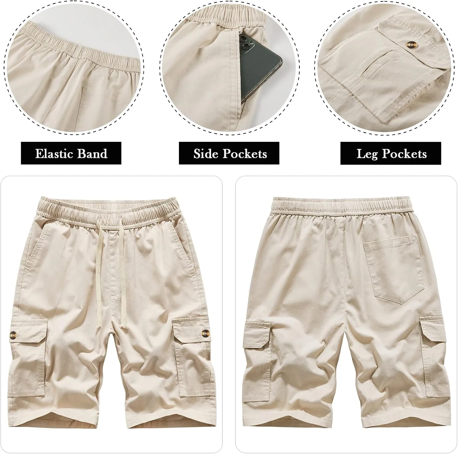 Msmsse Womens Cargo Hiking Shorts Summer Casual Drawstring Knee Length Shorts for Women