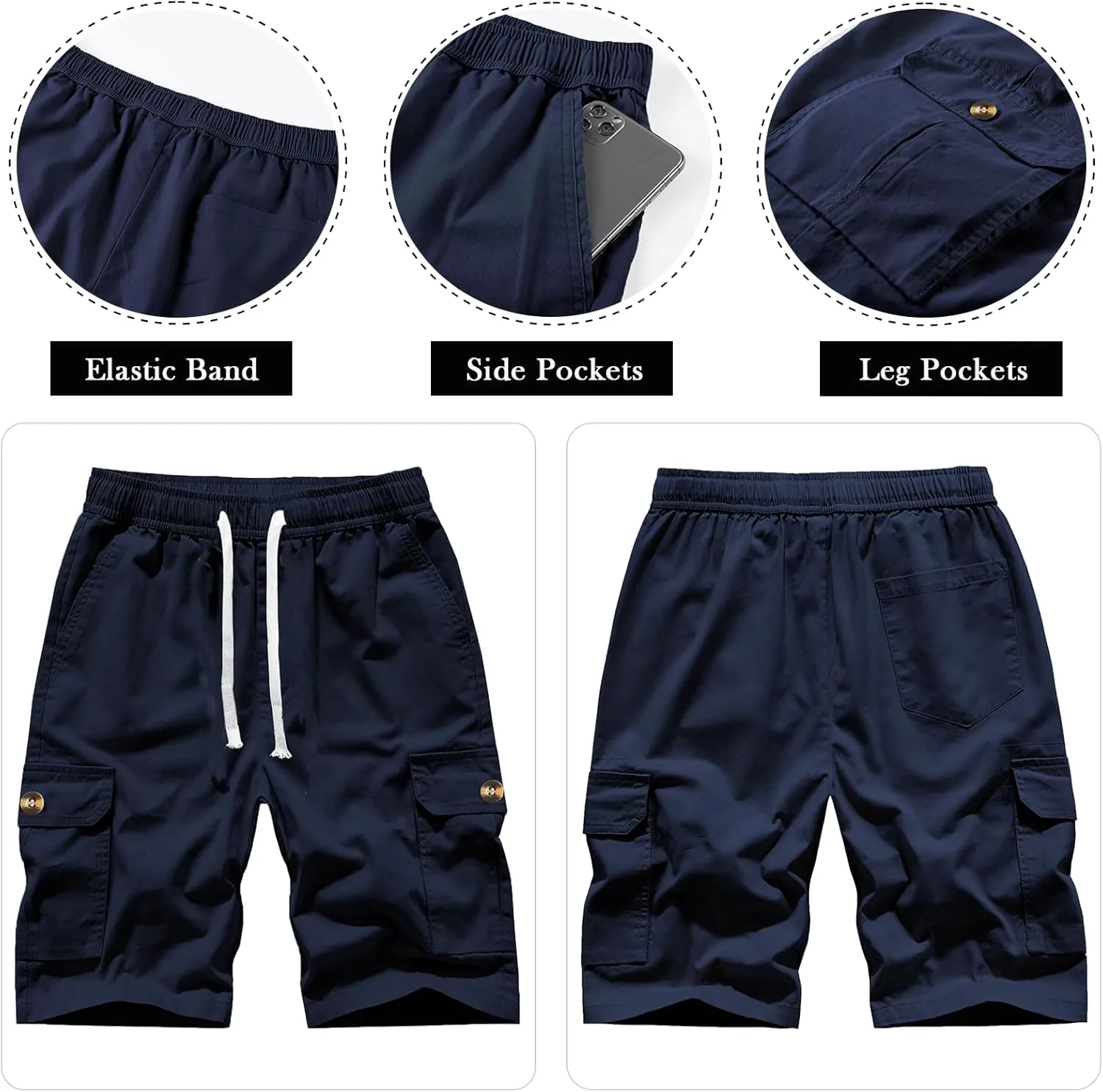 Msmsse Womens Cargo Hiking Shorts Summer Casual Drawstring Knee Length Shorts for Women