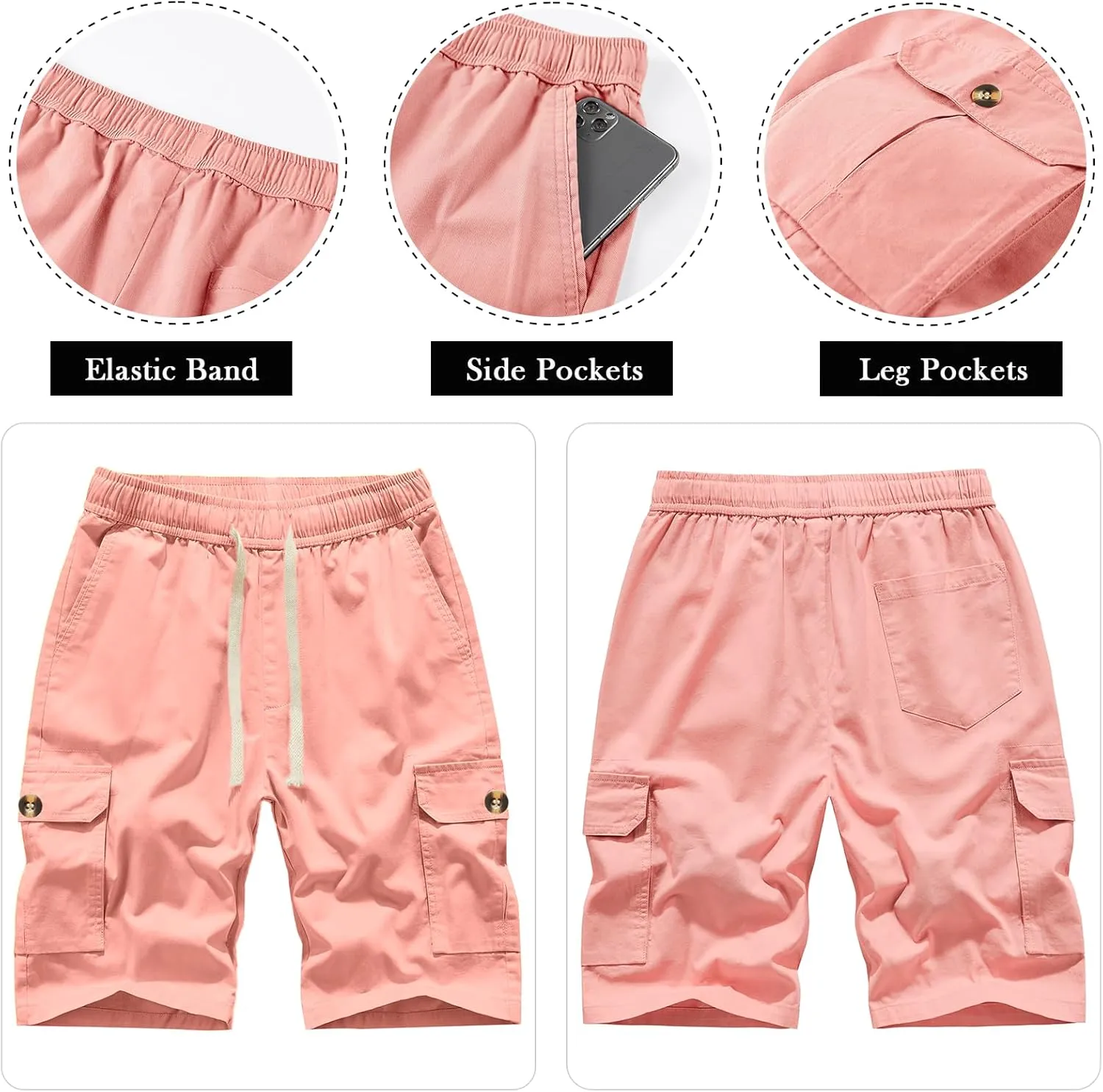 Msmsse Womens Cargo Hiking Shorts Summer Casual Drawstring Knee Length Shorts for Women