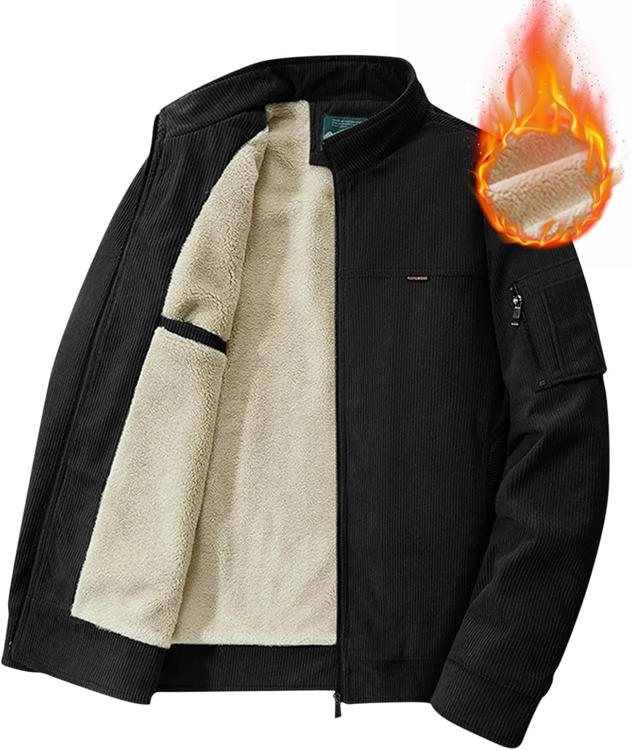 Muscularfit Men's Padded Puffer Jackets 2024 Solid Color With Zip Pockets Fashion Coats Winter Warm Windproof Zipper Jacket