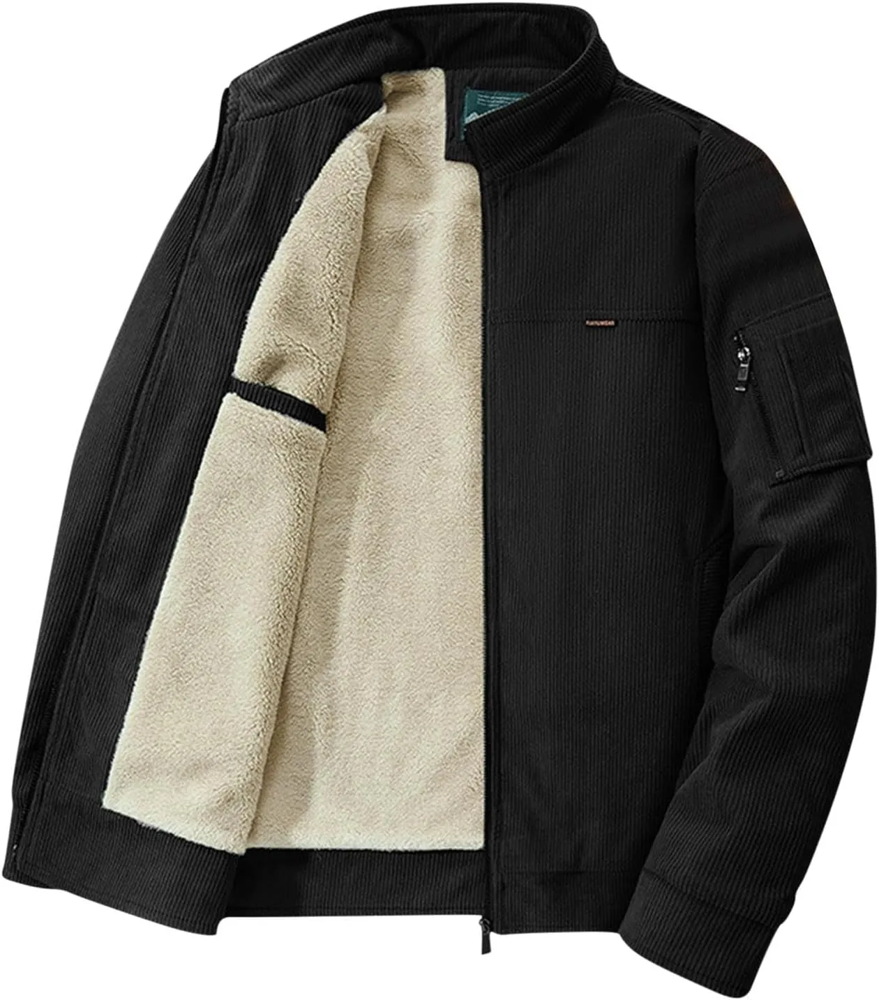 Muscularfit Men's Padded Puffer Jackets 2024 Solid Color With Zip Pockets Fashion Coats Winter Warm Windproof Zipper Jacket
