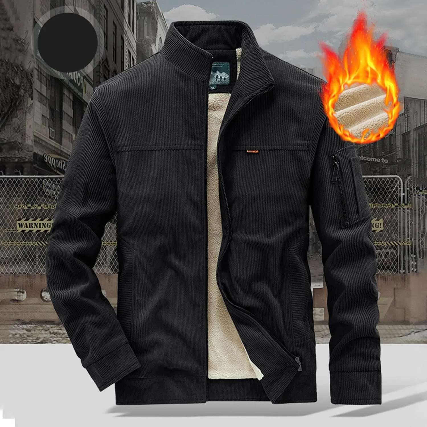 Muscularfit Men's Padded Puffer Jackets 2024 Solid Color With Zip Pockets Fashion Coats Winter Warm Windproof Zipper Jacket