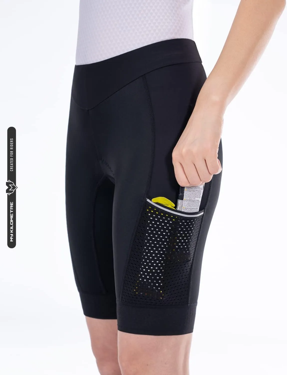 MY KILOMETRE Womens Triathlon Shorts 8 Inseam Tri Shorts with Side Pockets Adjustable Drawstring