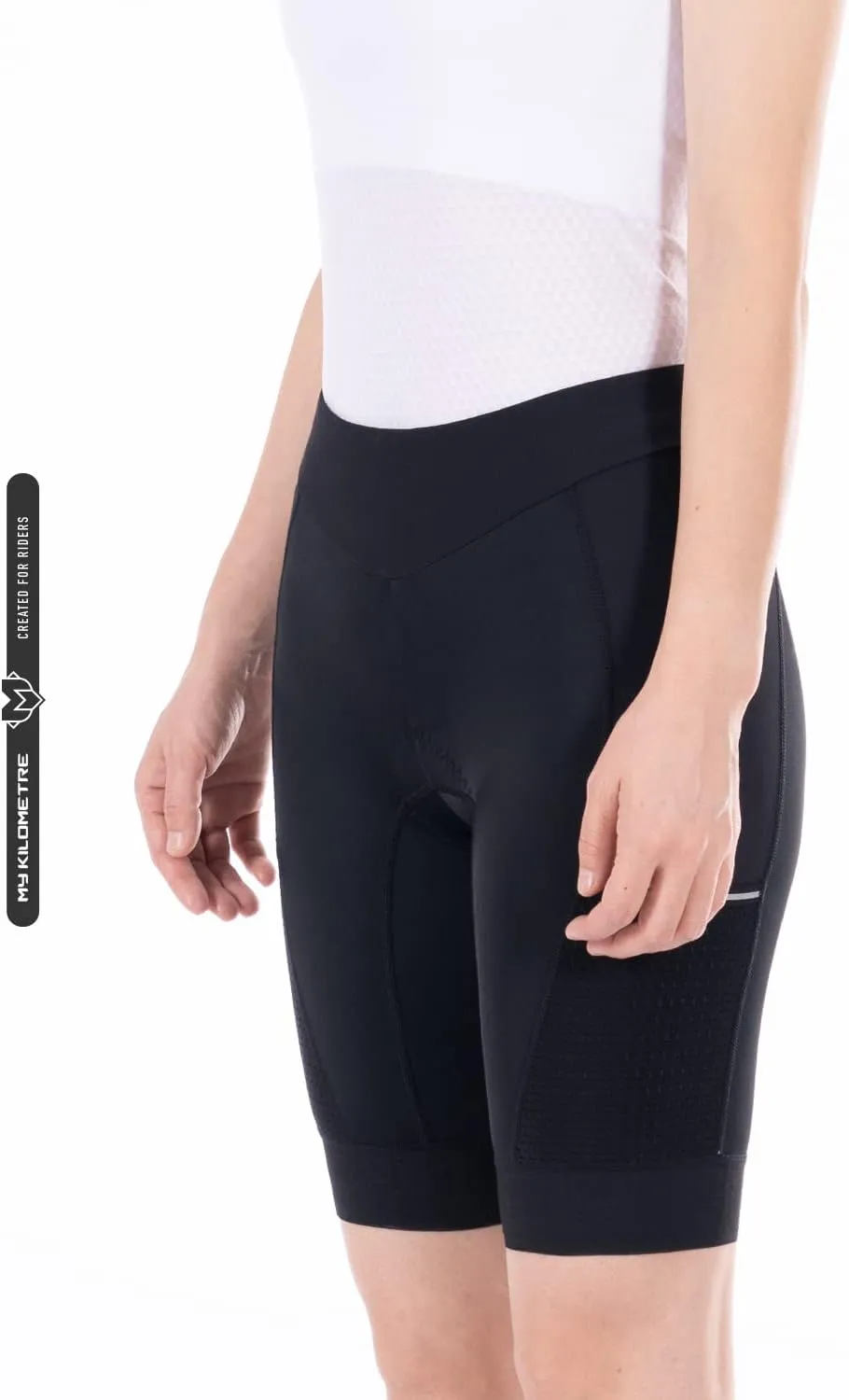 MY KILOMETRE Womens Triathlon Shorts 8 Inseam Tri Shorts with Side Pockets Adjustable Drawstring