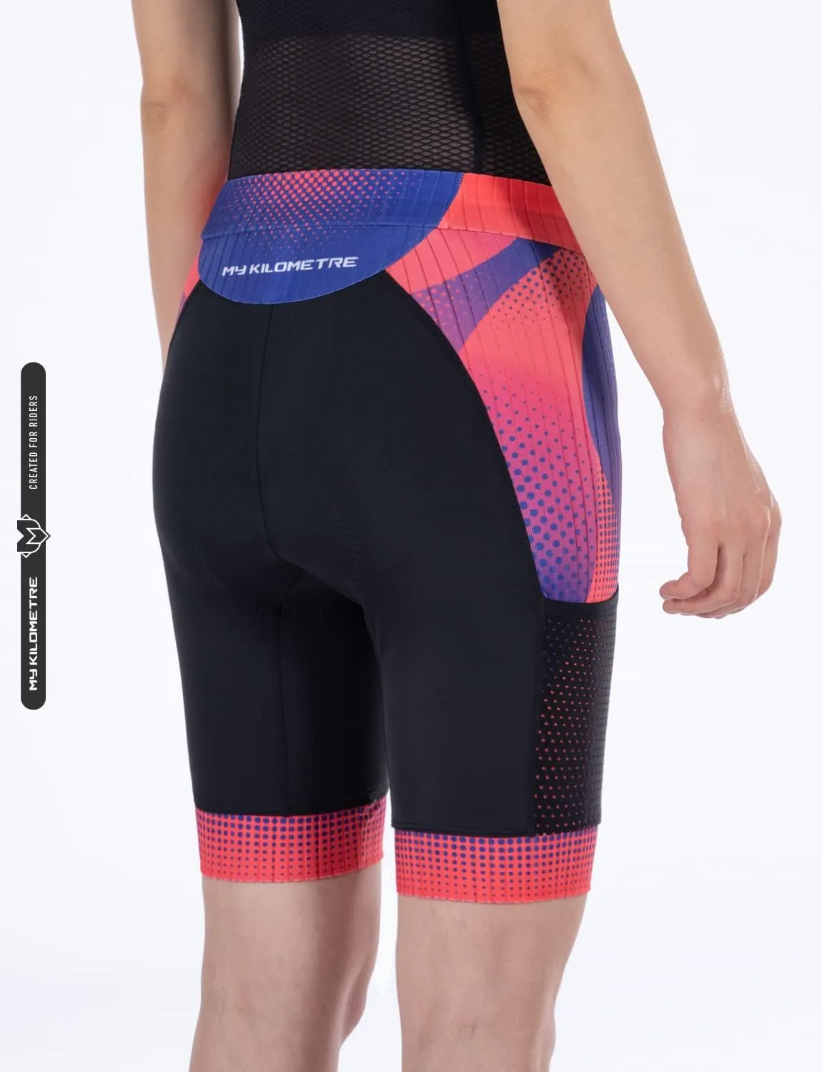 MY KILOMETRE Womens Triathlon Shorts 8 Inseam Tri Shorts with Side Pockets Adjustable Drawstring