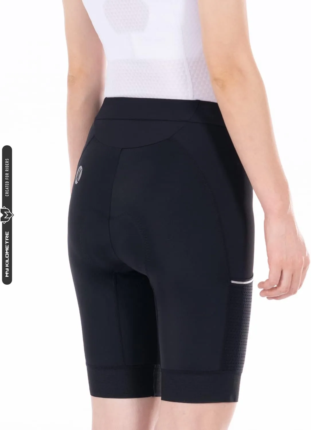 MY KILOMETRE Womens Triathlon Shorts 8 Inseam Tri Shorts with Side Pockets Adjustable Drawstring