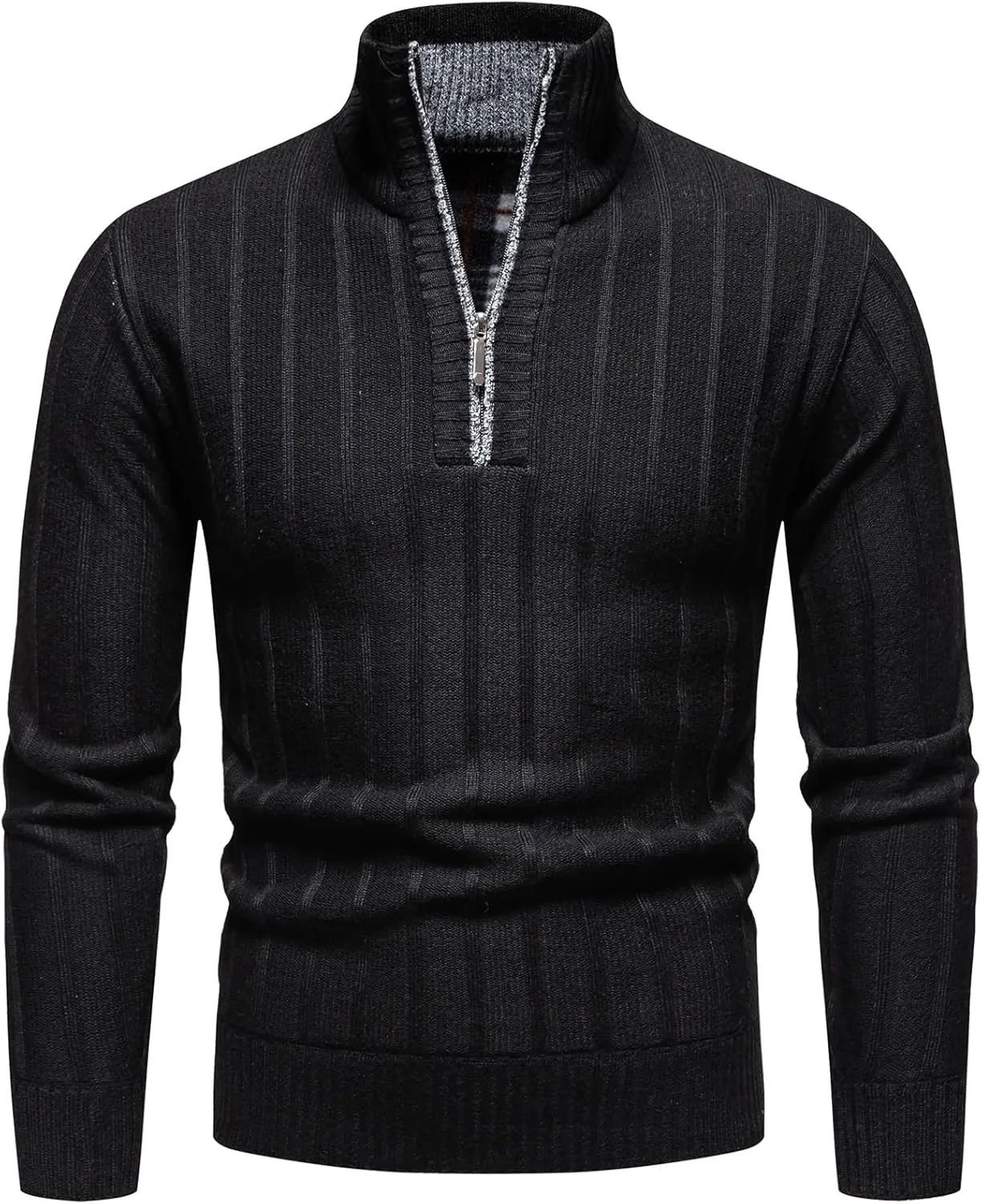 Mylldey Quarter Zip Sweater Men's Pullover Sweaters Knit Long Sleeve Sweater Mens