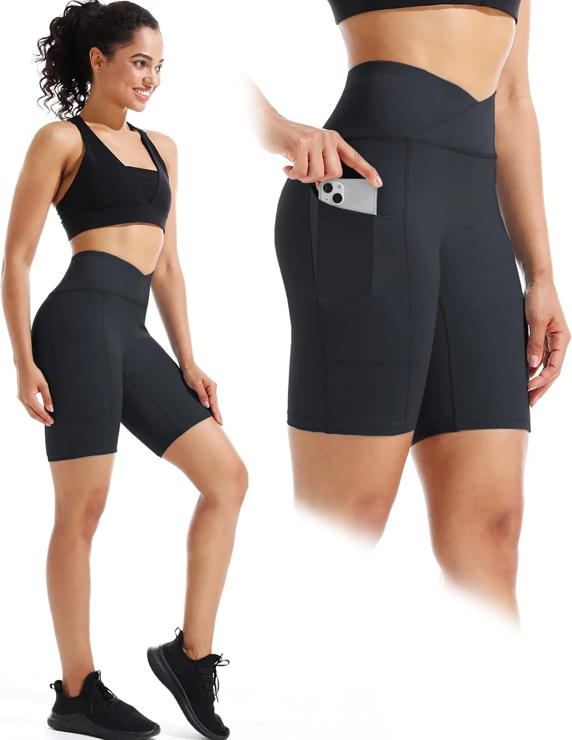 NELEUS Women's 3 Pack Biker Shorts High Waist Running Yoga Shorts with Pockets